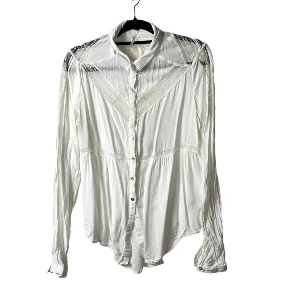 Free people button up lace top women’s small‎